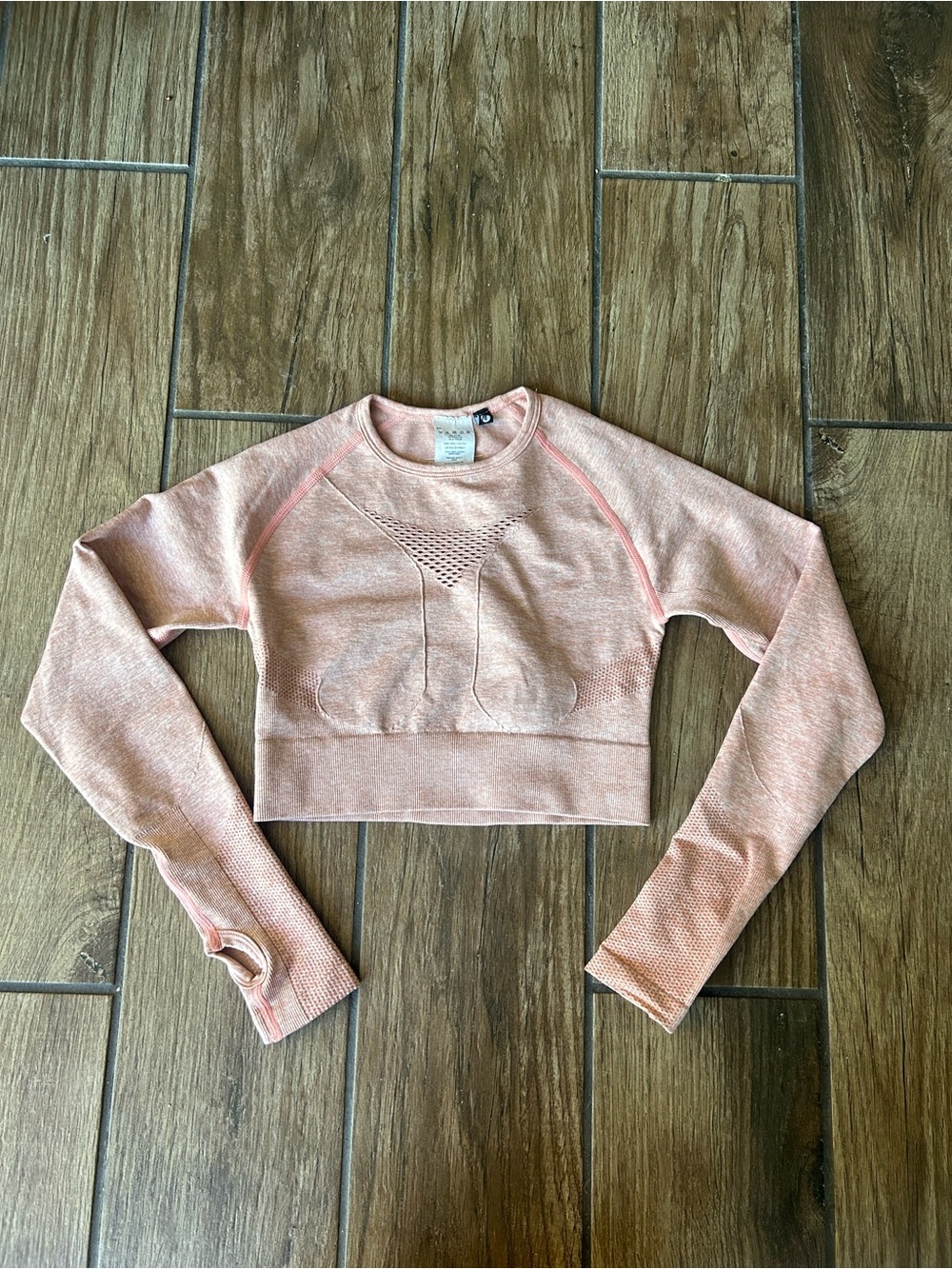 AYBL Peach Heather Cropped Workout Long-Sleeve
